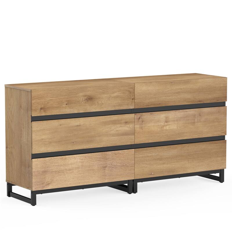 Dresser for Bedroom, Closet Organizers and Storage, Chest of Drawers with Metal Base, Modern Wood Dresser for Living Room