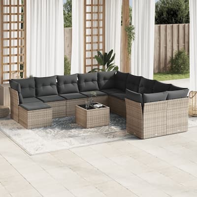vidaXL Garden Sofa Set Grey PE rattan Large Modular Garden Sofa Set - 21.7 x 21.7 x 14.6