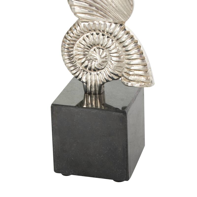 Gold or Silver Aluminum Metal Shell Candle Holder with Black Marble Bases (Set of 2)