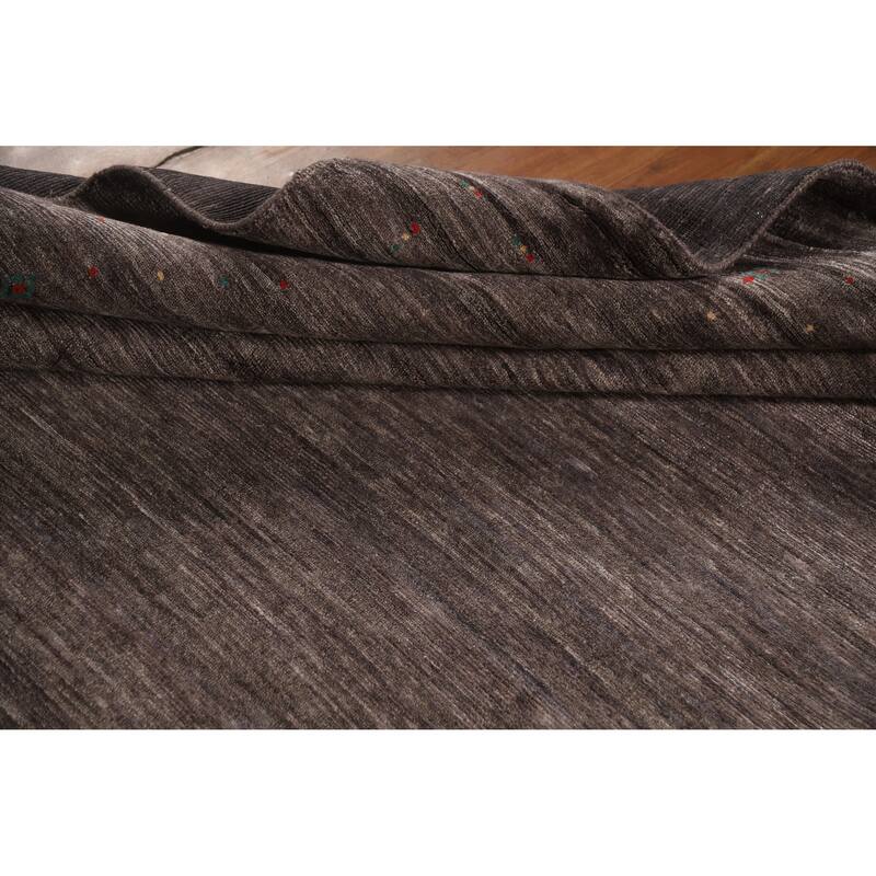 Hand Knotted Oriental 100% Wool Carpet Tribal Tribal Brown Gabbeh Area Rug - 9' 11'' X 8' 0''