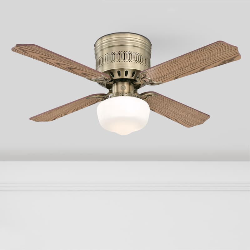 Westinghouse Lighting Casanova Supreme 42-Inch 4-Blade Indoor Ceiling Fan with LED Light and Opal Schoolhouse Glass