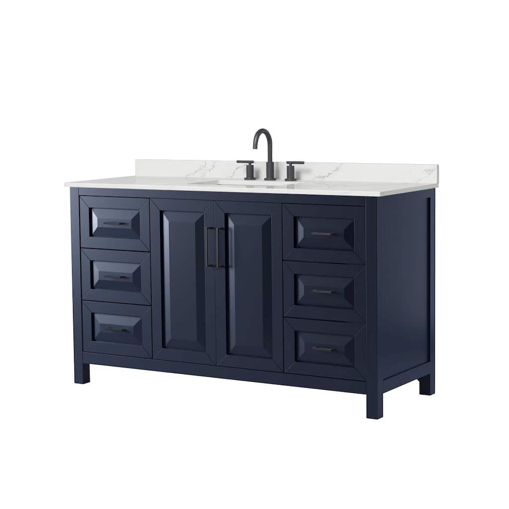 Daria 60-inch Single Vanity, 3 Hole Quartz Top