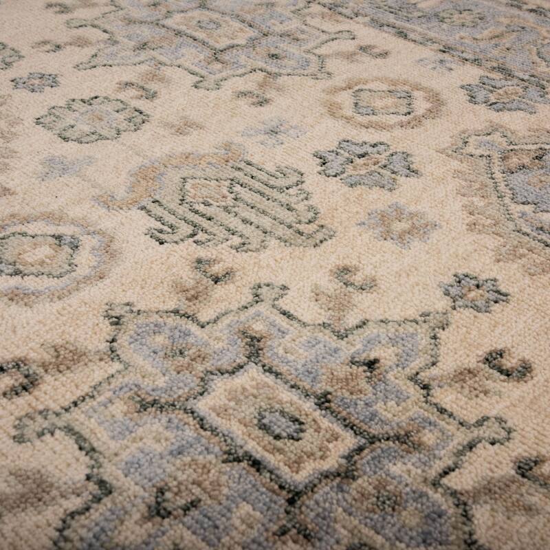 Alora Decor Lush Modern Medallion Beige Hand Knotted Wool Area Rug