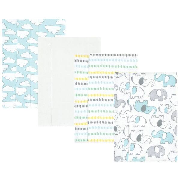 slide 1 of 1, Hudson Baby Cotton Flannel Burp Cloths, Neutral New Elephant 4-Pack, One Size - Neutral New Elephant 4-Pack - One Size One Size - Neutral New Elephant 4-Pack