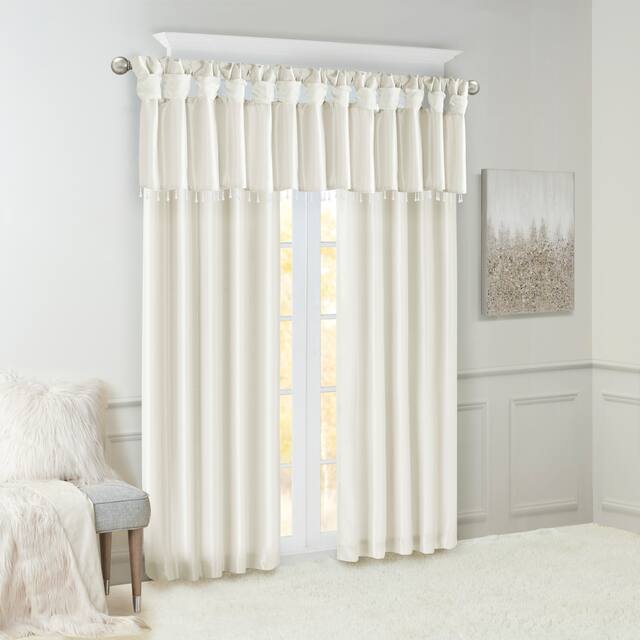 Madison Park Natalie Lightweight Faux Silk Valance with Beads - 50x26"