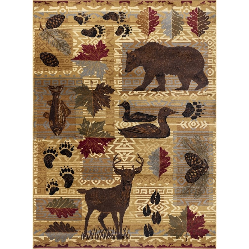 Nature's Nest GC_CBL3002 Multi Lodge Area Rug - 5'3 x 7'3
