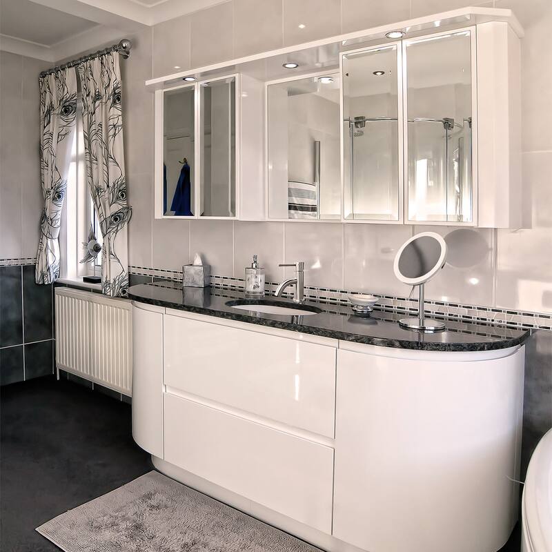 Whitehaus Freestanding LED Round 5x Magnifying Mirror