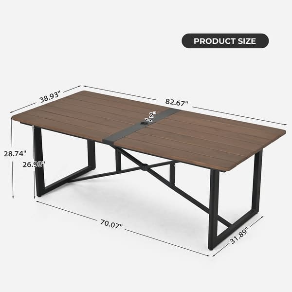 dimension image slide 1 of 3, PureCane 9-Piece Aluminum Outdoor Dining Set with Wooden Table Top, Wicker Chairs and Cushions