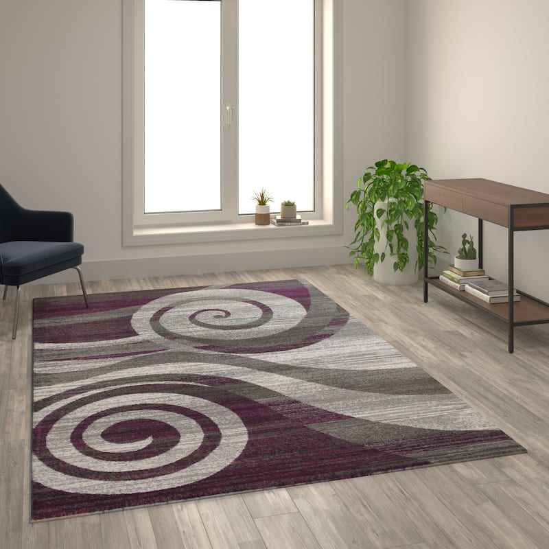 Modern Swirl Design Olefin Area Rug