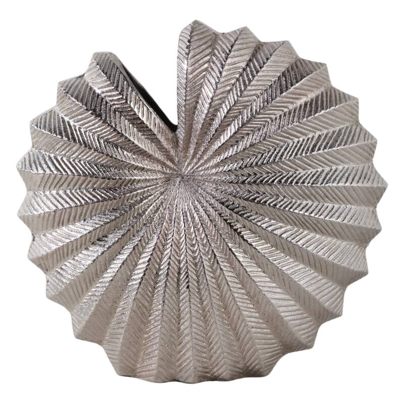 Metal Vase Aluminum Decorative Accent Coastal Glam Style - 10" Silver