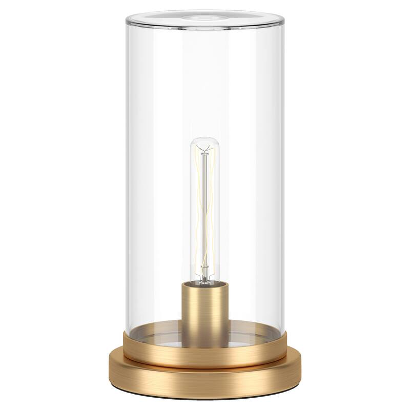 Perabo 13" Tall Uplight Table Lamp with Glass Shade - 13" Tall - Brushed Brass