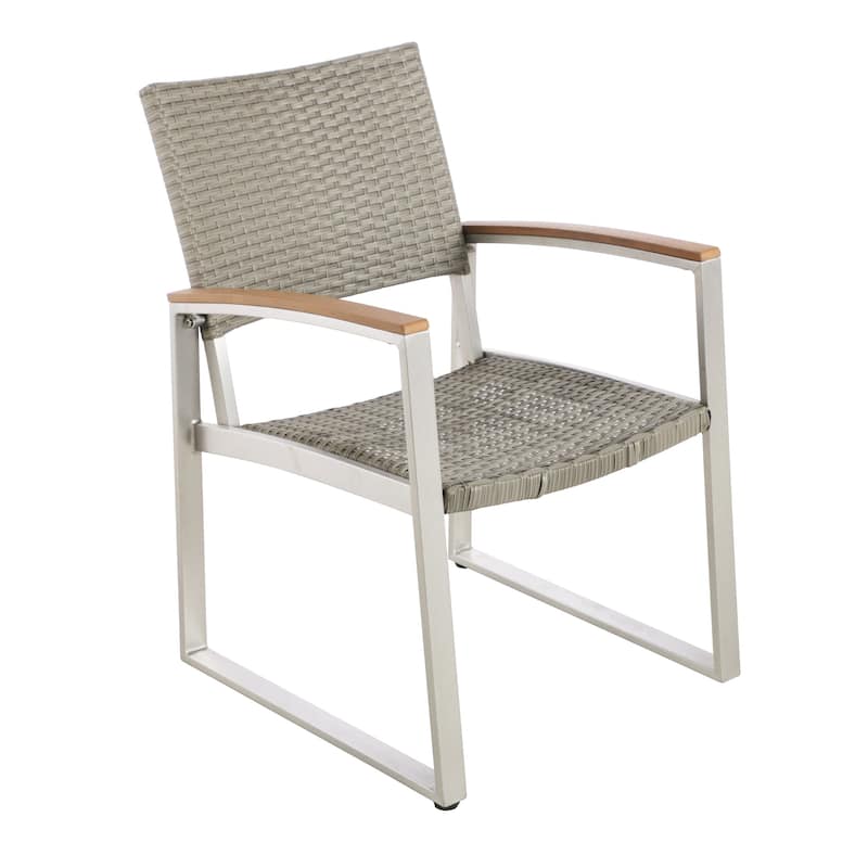 Glasgow Aluminum Outdoor Dining Chairs with Faux Wood Accents by Christopher Knight Home