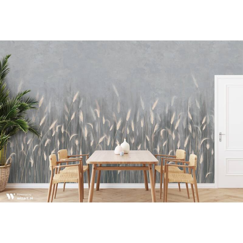 Serene Reed Grass Wallpaper Mural Soft Neutral Tones