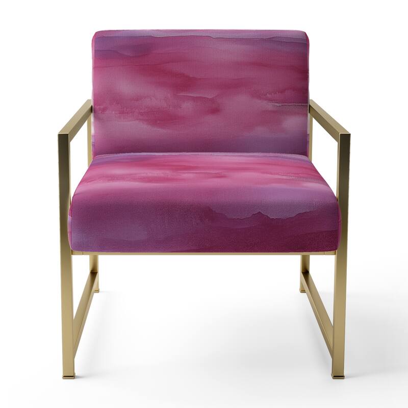 Designart "Coast Blue Sea Waves Watercolour" Upholstered Abstract Accent Chair - Modern Arm Chair For Bedroom