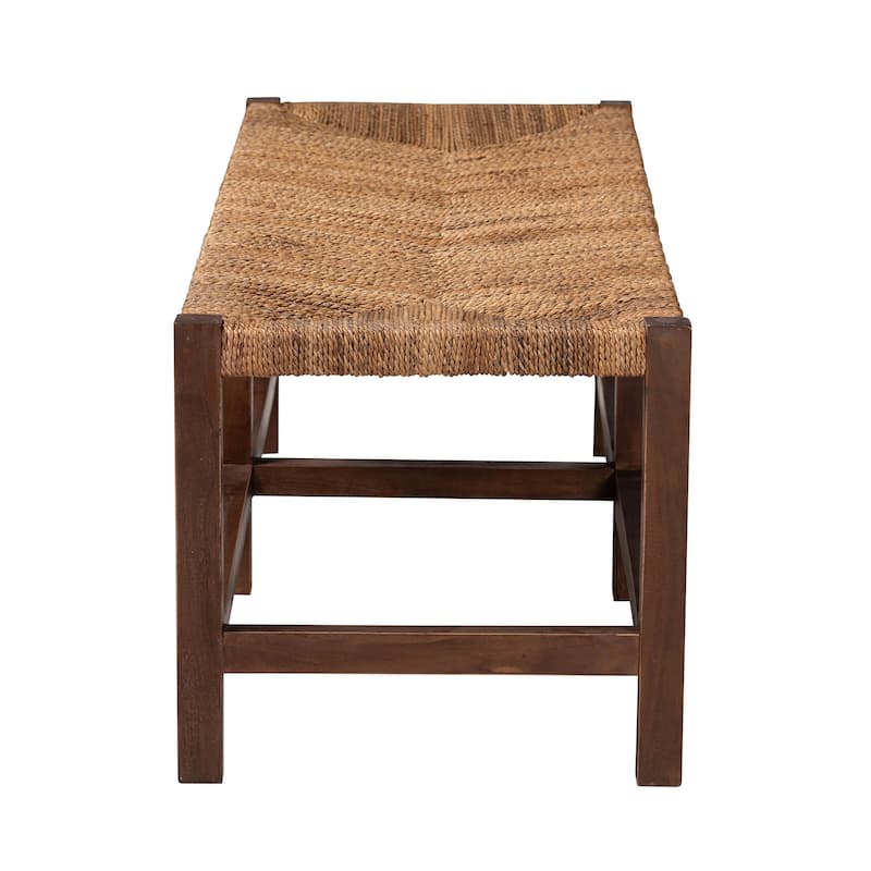 Liza Bohemian Natural Seagrass and Wood Accent Bench