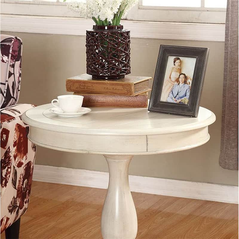 Round Wood Pedestal Side Table