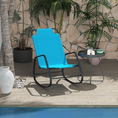 Outsunny Garden Rocking Chair, Outdoor Indoor Sling Fabric Rocker for Patio, Balcony, Porch