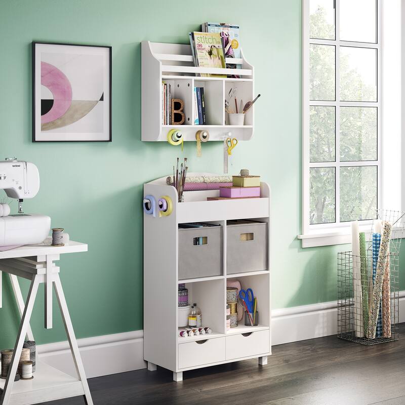 RiverRidge Kids Book Nook Cubby Toy Storage Cabinet with Bookshelf, Drawers, and Hooks