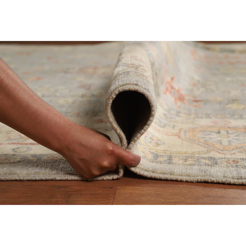 Hand Knotted Oriental 100% Wool Carpet Transitional All-Over Greys & Charcoal Oushak Area Rug - 9' 8'' X 8' 1''