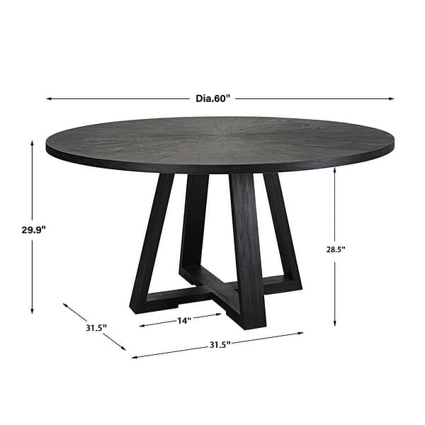 Uttermost Gidran Round Black Dining Table - 60"W x 30"H x 60"D 