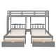 preview thumbnail 14 of 16, Bunk Bed,Triple Bunk Bed with Drawers, Gray