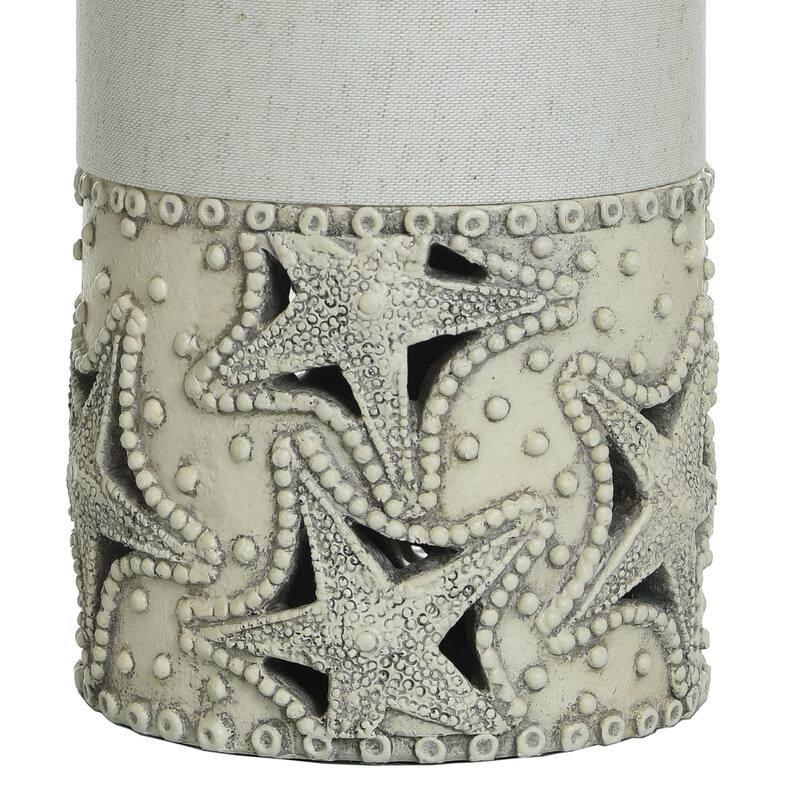 Star Cream Uplight - Antique Cream Brushed Base - Cream Linen Shade