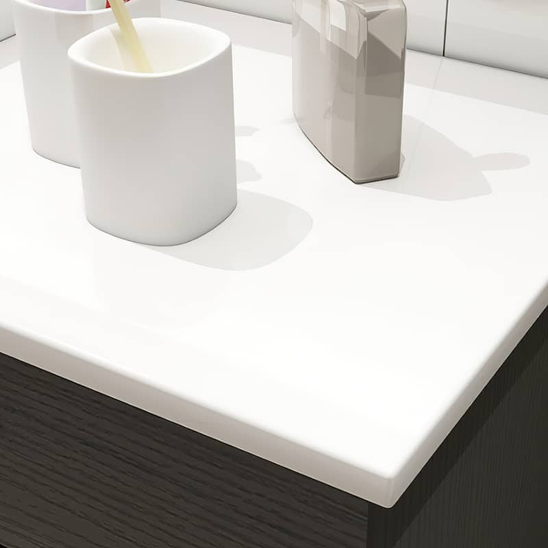 Chelce 32" Black and White Wall Mounted Bathroom Vanity with Faux Marble Countertop and Ceramic Sink