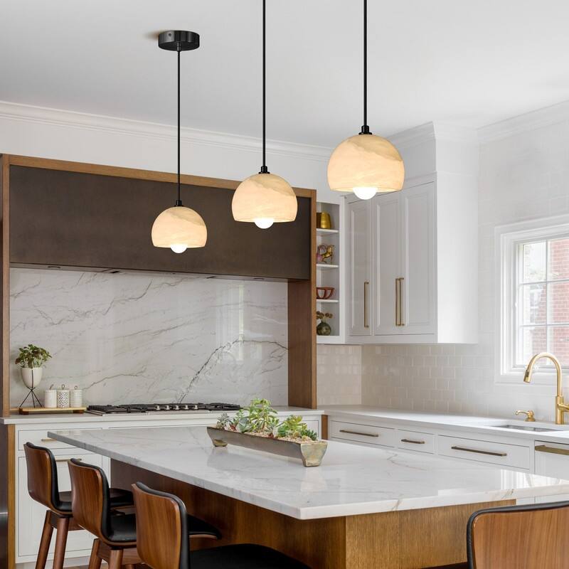Alabaster Pendant Light for 7.9" Spanish Marble Shade Hanging Light Fixture