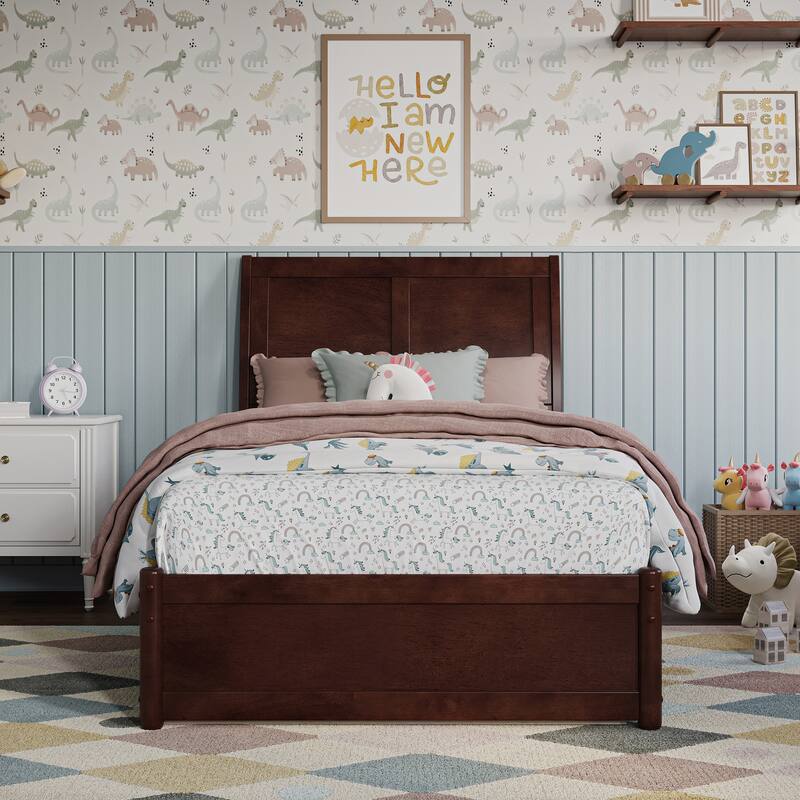 Andorra Platform Bed with Panel Footboard and Twin Trundle
