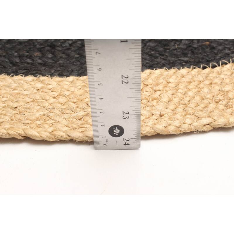 ECARPETGALLERY Braided Weave Palas Denizli Black Jute Rug - 3'10 x 3'10