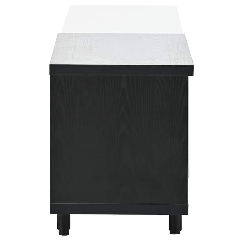White Modern Style Extendable TV Stand with Three Drawers and Shelf for TVs Up to 80"