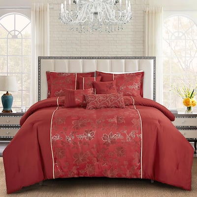 Shatex Dalia 7PC Bedding Comforter Set All-season Reversible Bed in a Bag