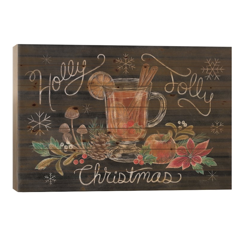 Christmas Chalk VII Print On Wood by Mary Urban - Multi-Color - 26x40x1.5