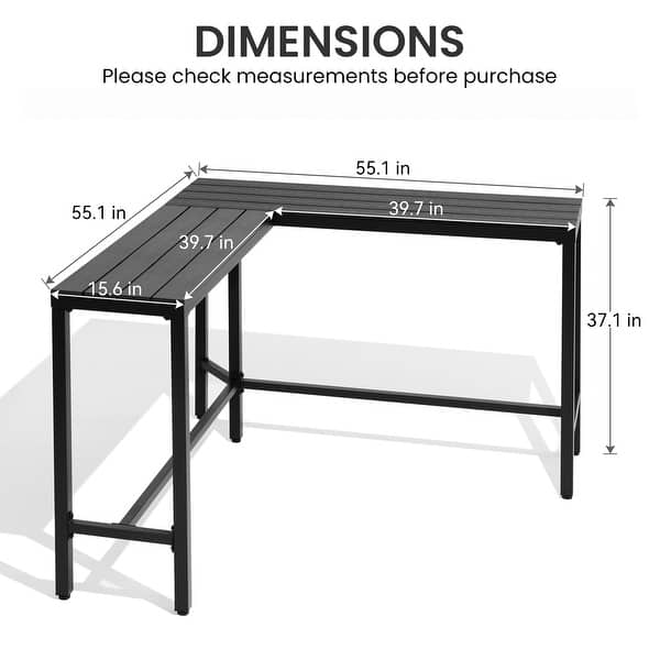 dimension image slide 0 of 14, Crestlive Products Patio Outdoor Rectangle Bar Table Combinable Pub Table