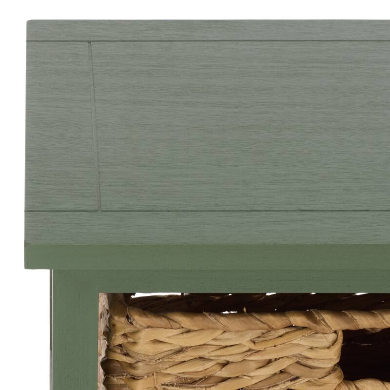 SAFAVIEH Evaline Distressed Black 3 Wicker Basket Storage Unit - 17.3" x 13.4" x 29.5" - 17"W x 13"D x 30"H