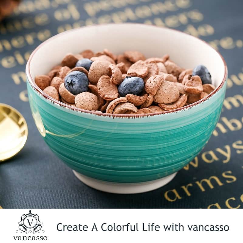 vancasso Bella 5.5 Inch Stoneware Large Serving Bowl Set,24Oz.