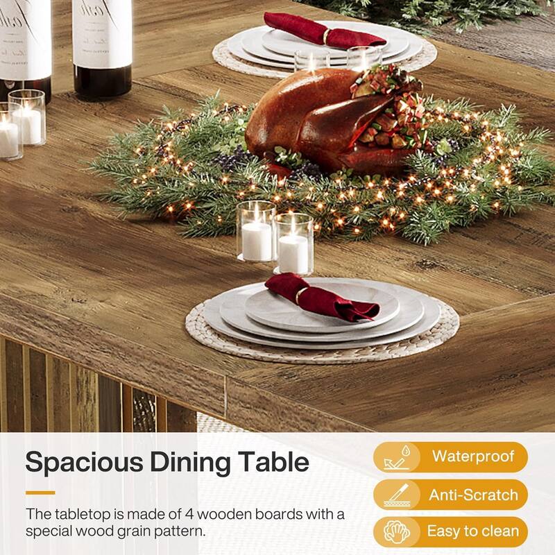63 Inches Dining Table, Rectangular Kitchen Table for Home, Rustic Brown - 31.5"D x 62.99"W x 29.53"H