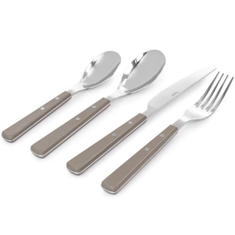 Cape Bay 16 Piece Stainless Steel Silverware Set with Beige Handles