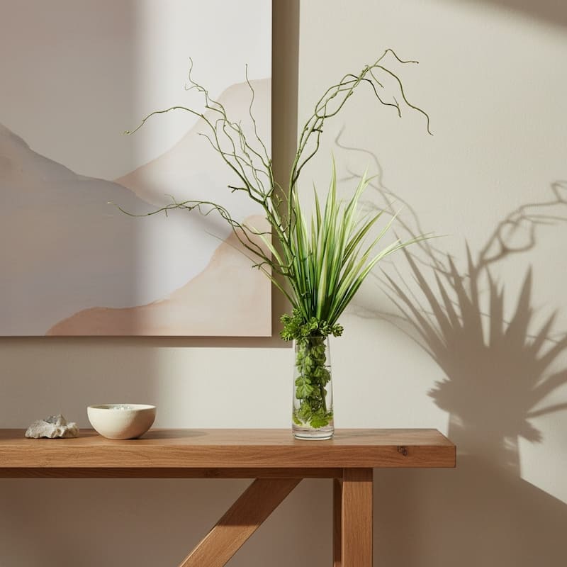 River Grass and Willow Arrangement in Vase - 32