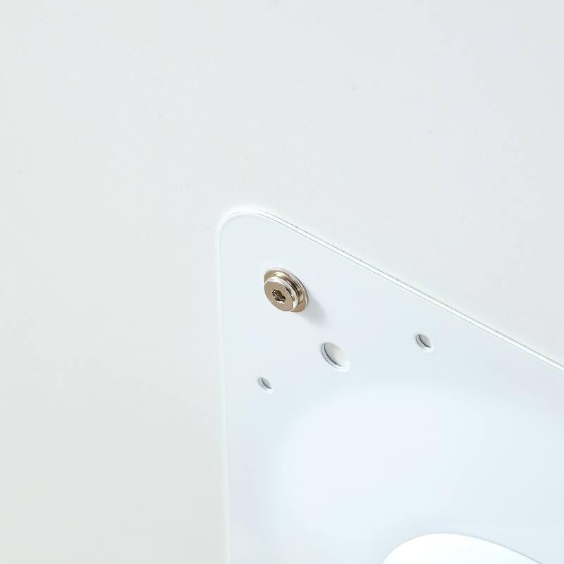 5-Piece Circular Dining Table Set with Black Leather Ergonomic Chairs