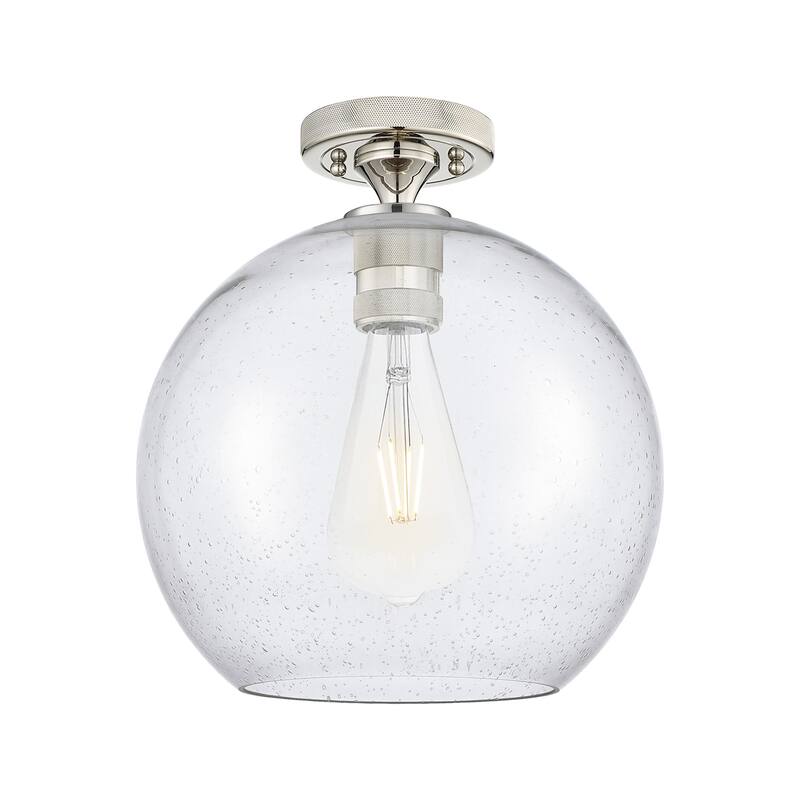 Innovations Lighting 434-1F-10-10 Crown Point Flush Mount Crown Point - Polished Nickel / Seedy