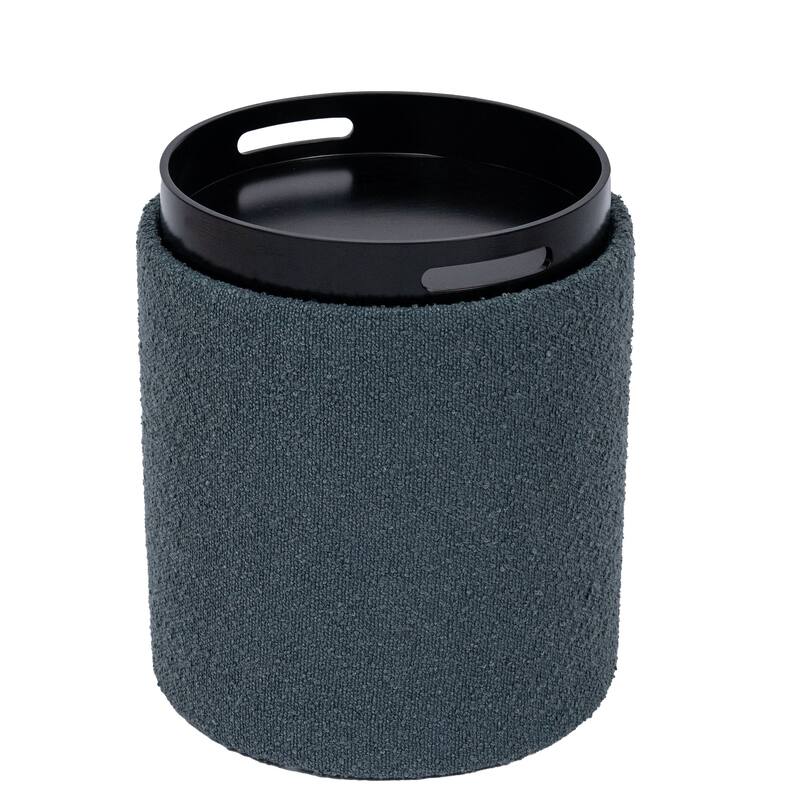 Esme Boucle Tufted Storage Ottoman with Removable Tray Top Ottoman