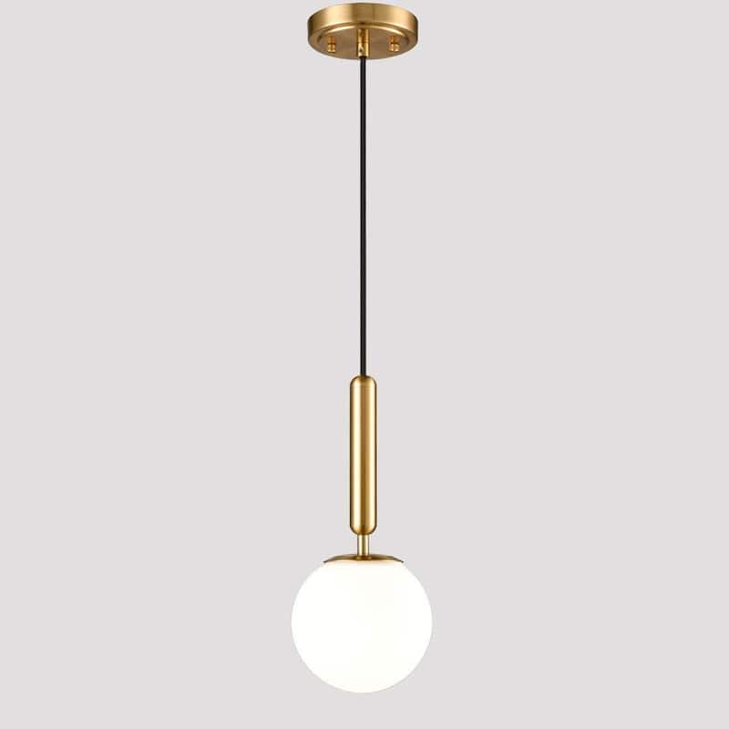 Padana Mid Century Modern Globe Pendant Light Opal Glass Hanging Light Fixture - N/A