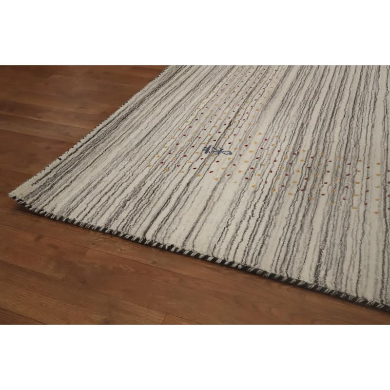 Hand Knotted Oriental 100% Wool Carpet Tribal Animal Pictorial Beige & Ivories Gabbeh Area Rug - 9' 11'' X 10' 0''