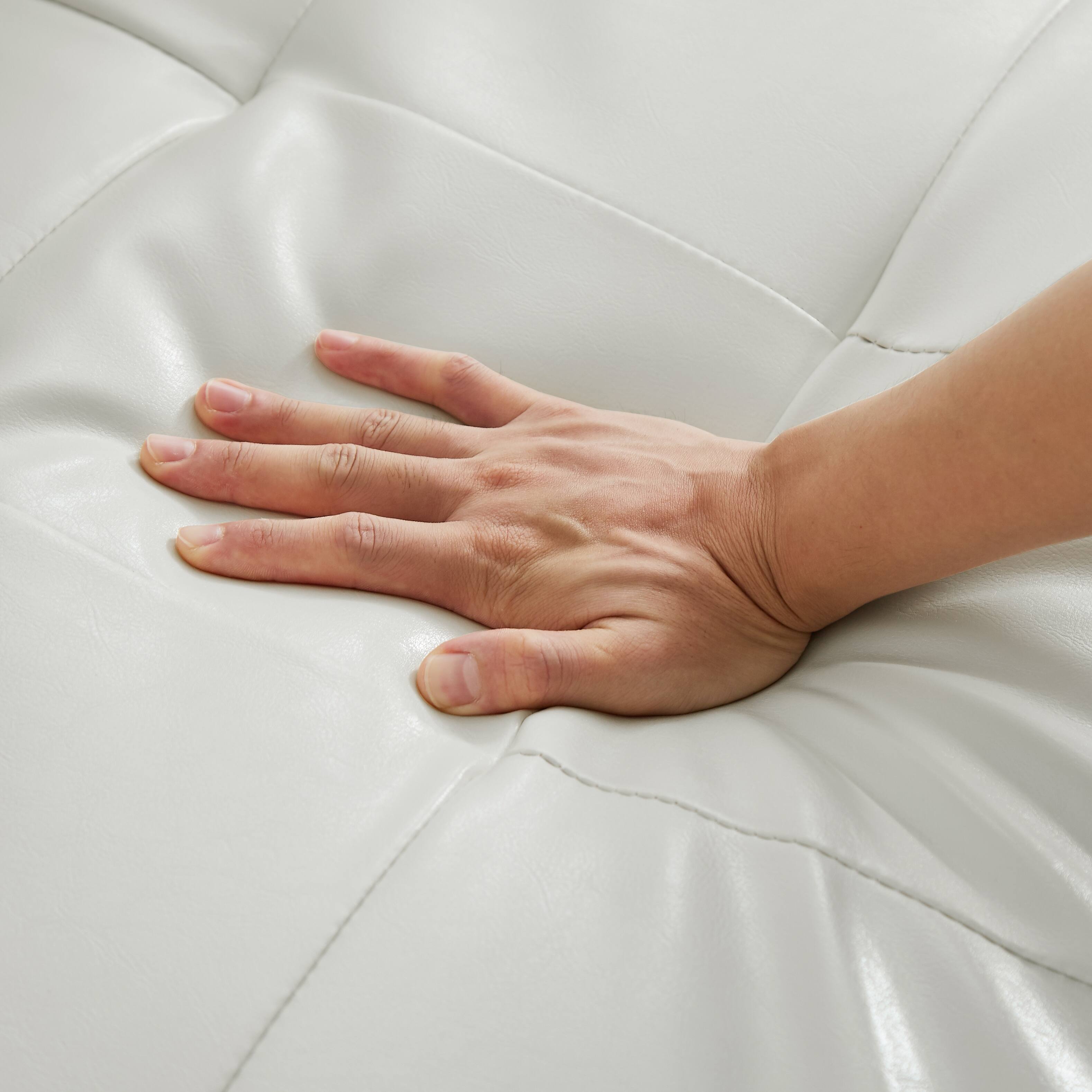 Fullsize Sofa Bed PU Leather Sectional Sofa Reversible Chaise with Pull out Sleeper Bed Bath