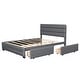 preview thumbnail 23 of 30, Modern and Timeless Queen Upholstered Platform Bed with Twin Size Trundle and Two Drawers,Sturdy Frame