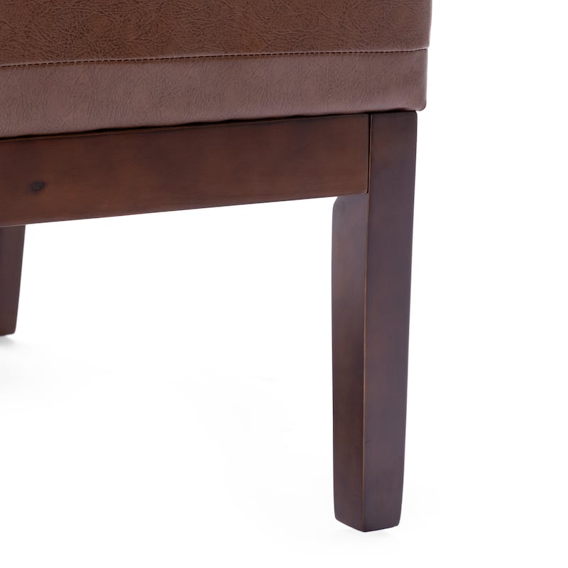 Dark Brown 22.25" PU Button Tufted Accent Chair