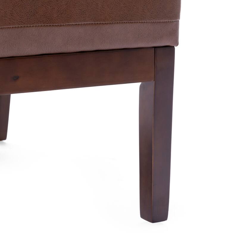 Dark Brown Modern 22.25" PU Upholstered Button Tufted Accent Chair with Rubber Wood Legs