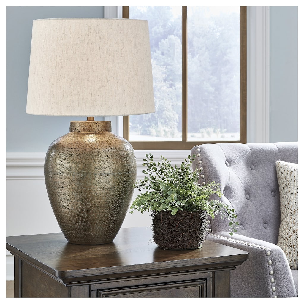 Signature Design by Ashley Madney Antique Gold Finish Table Lamp - 17" W x 17" D x 28.25" H