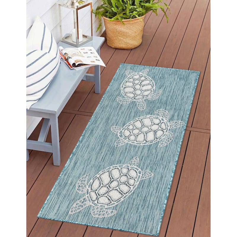 Liora Manne Carmel Collection Sea Turtles Indoor/ Outdoor Area Rug
